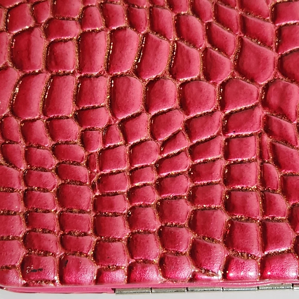 NWOT Designer Red Croc Embossed Clutch w/ Sparkles in the Croc Creases